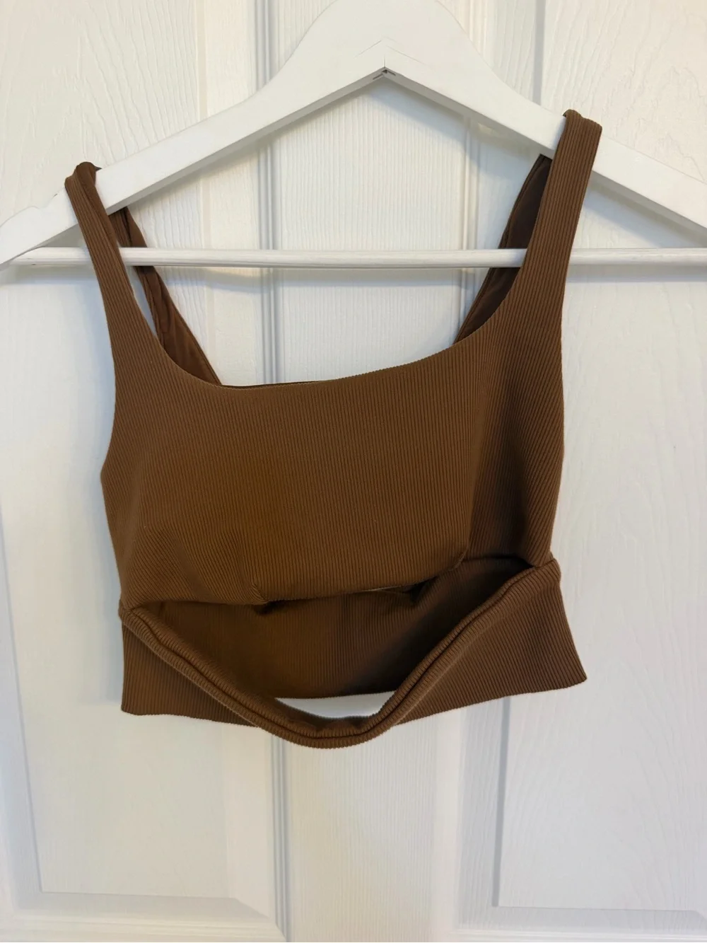 Alo Yoga Slit Bra Espresso Brown Ribbed Cutout Sports Bra Medium